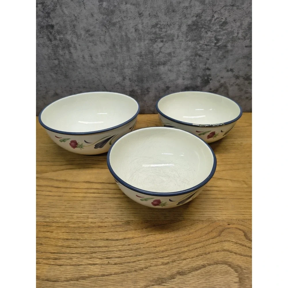 Lenox Poppies Enamel Nesting Mixing Bowls‎ Nesting Set of 3 Vintage SEE PICS